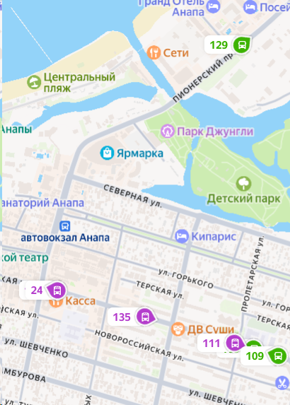 Яндекс Карты — автобусы онлайн Анапа